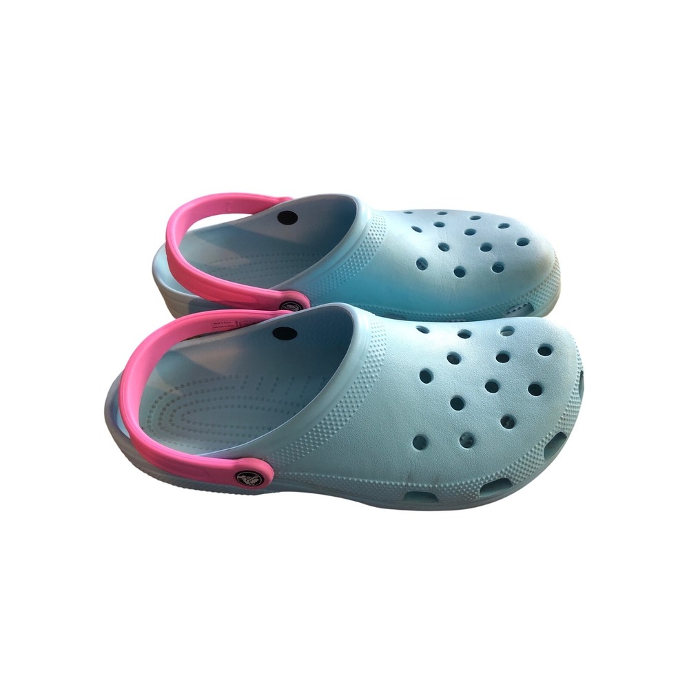 Crocs Classic Clogs Light Blue Pink Mens 10 Womens 12 Two Tone Slip On Shoes - Picture 4 of 6